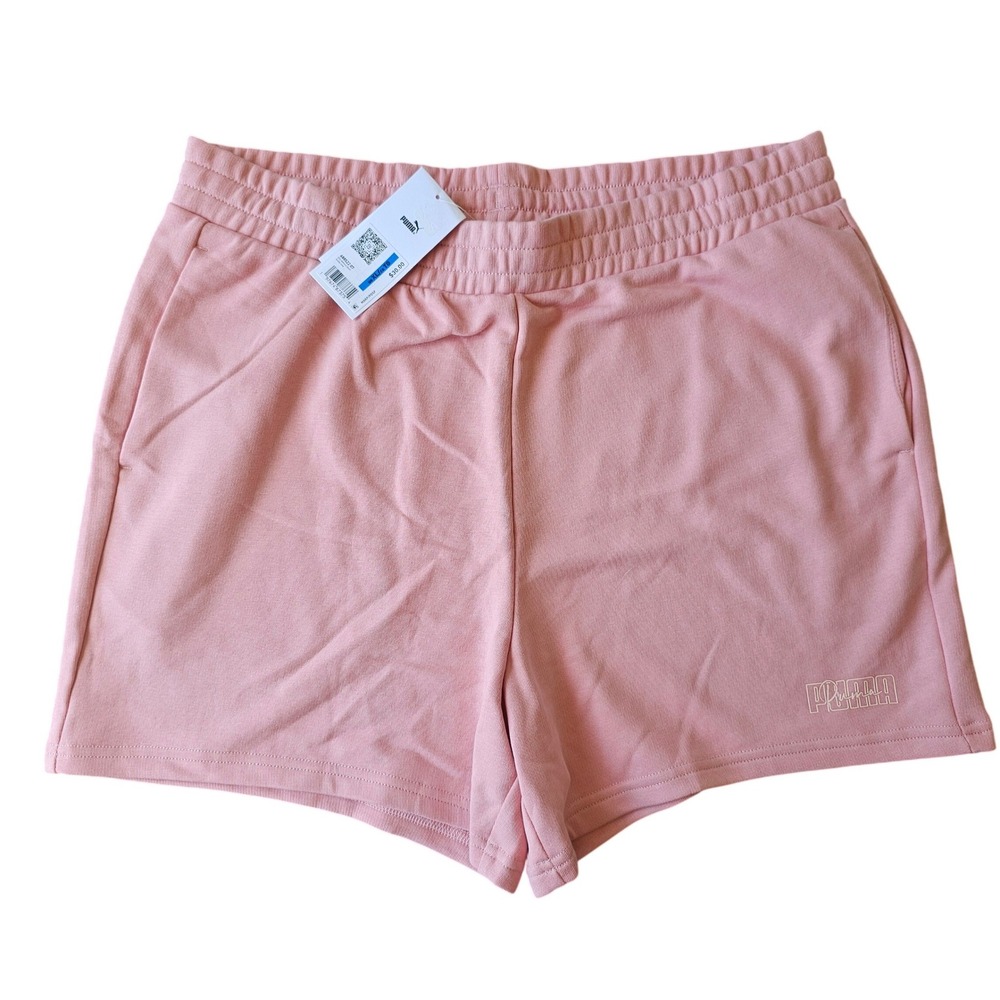Puma ESS Admire‎ Shorts Bridal Rose Pink High Waisted Sweat Shorts XL NWT